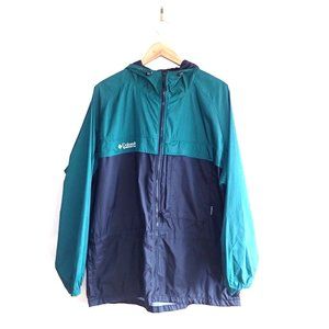 VTG Men's Columbia Hooded Windbreaker in Green and Black L